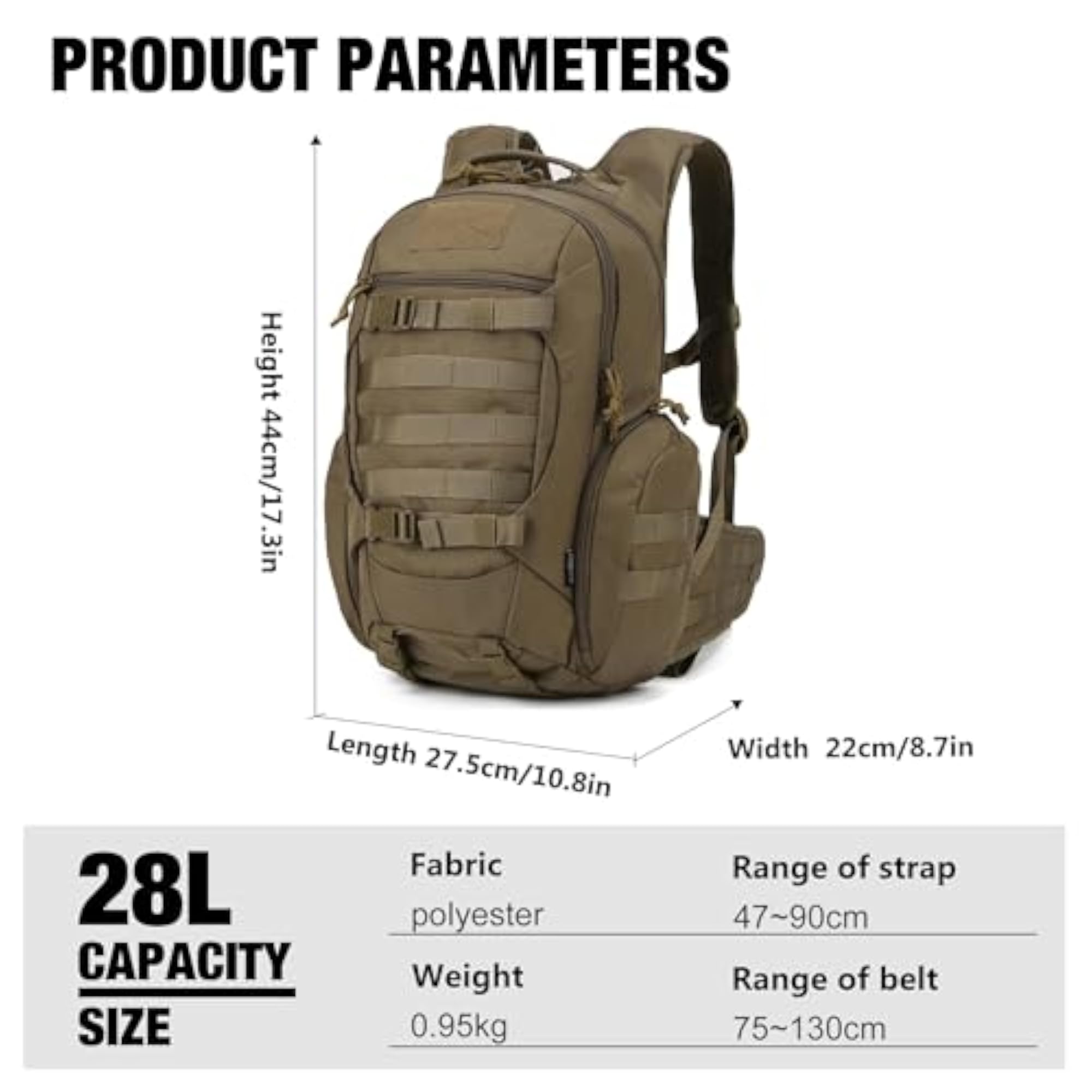 25L/40L Tactical Backpack Men's Military Hiking Backpack